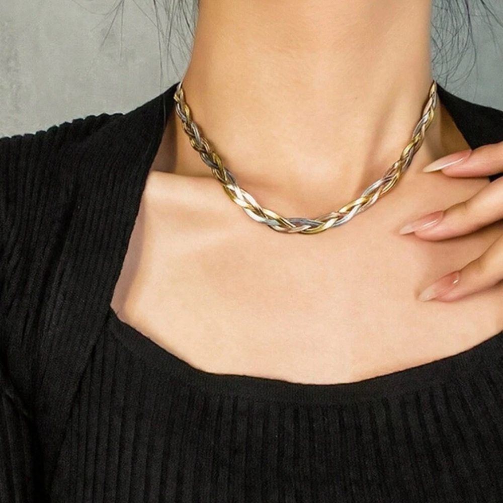 Women Stainless Steel Snake Chain Necklace & Bracelet Set - Picture 3 of 8